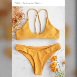 NWT Zaful Yellow Bikini Set size Medium